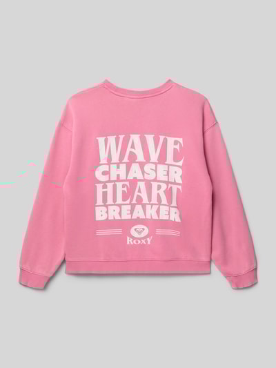 Roxy Sweatshirt met labelprint Felroze - 3