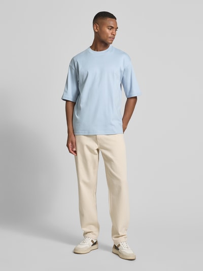 JAKE*S STUDIO MEN T-Shirt aus Bio-Baumwolle mit geripptem Rundhalsausschnitt Eisblau 1