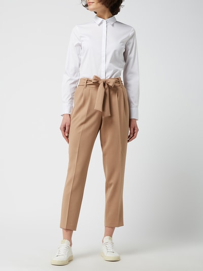 s.Oliver BLACK LABEL Bundfaltenhose mit verkürztem Bein und Stretch-Anteil Camel Melange 1