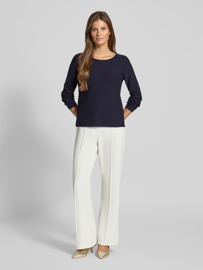 Christian Berg Woman Regular Fit Longsleeve aus reiner Baumwolle in Strick-Optik Dunkelblau 1