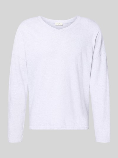 Produktfoto, Longsleeve mit überschnittenen Schultern Modell 'SONOMA' von American Vintage in Weiß, Reine Baumwolle, Regular-Fit, V-Ausschnitt.