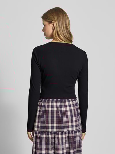 TRUE RELIGION Kort shirt met lange mouwen en labelprint, model 'BUDDHA' Zwart - 5