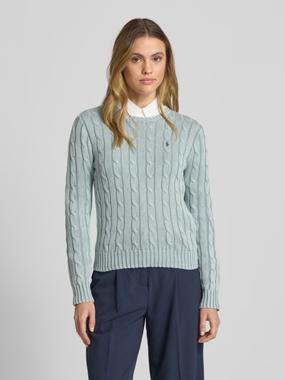 Polo Ralph Lauren Strickpullover mit Zopfmuster Modell 'JULIANNA' Bleu 4