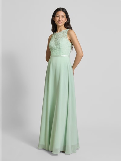 Luxuar Abendkleid mit Strasssteinbesatz Hellgruen 1