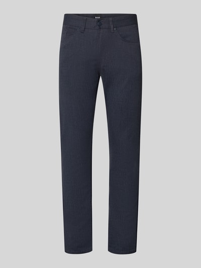 Produktfoto, Slim Fit Stoffhose mit Baumwoll-Anteil Modell 'DELAWARE5' von BOSS, Optik: Allover-Muster, 5-Pocket-Design, dunkelblau