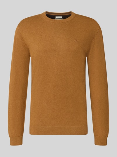 Produktfoto, Regular Fit Pullover aus reiner Baumwolle von Tom Tailor in warmem Braunton mit feiner Textur und Rundhalsausschnitt, Herren Pullover von Tom Tailor