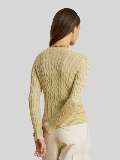 Lauren Ralph Lauren Regular Fit Strickjacke aus reiner Baumwolle mit Logo-Stitching Sand 5