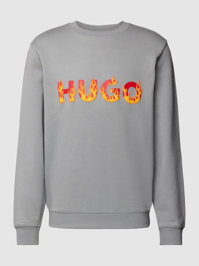 HUGO Sweatshirt mit Label-Print Modell 'Ditmo' Stein 2