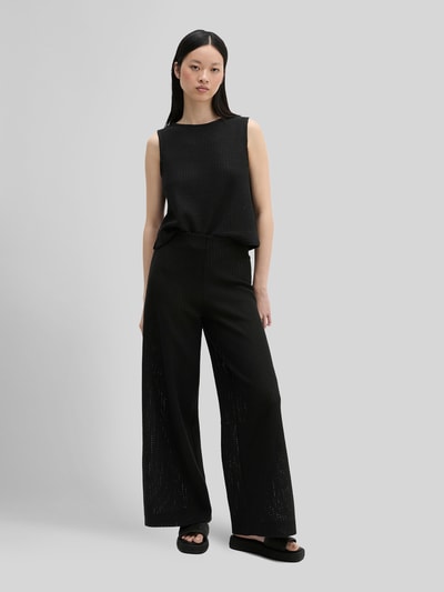 Marc O'Polo Wide Leg Hose in Strickoptik aus Baumwoll-Mix Black 1