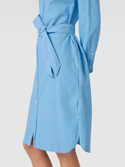 Polo Ralph Lauren Blousejurk met logostitching en strikceintuur, model 'CORY' Bleu - 3