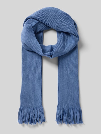 Christian Berg Men Sjaal van wolmix met franjes Metallic blauw - 1