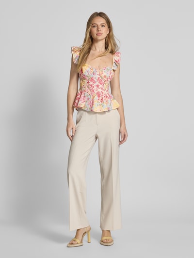 ADLYSH Blusenshirt mit rückseitigem Schnürverschluss und Schößchen GELB 1