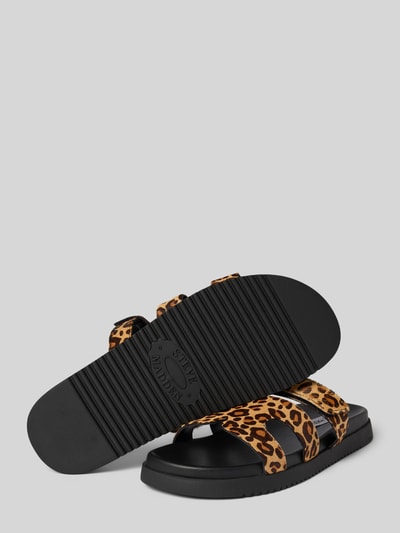 Steve Madden Slippers van leer met klittenbandsluiting, model 'MISSILE' Middenbruin - 4