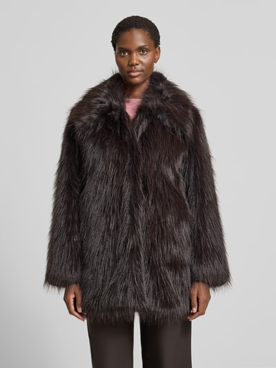 Selected Femme Płaszcz z imitacji futra o kroju regular fit z zapięciem na haftki model ‘BREA’ Ciemnobrązowy 4