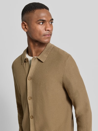 Lindbergh Kurtka z dzianiny z listwą guzikową Camel 3