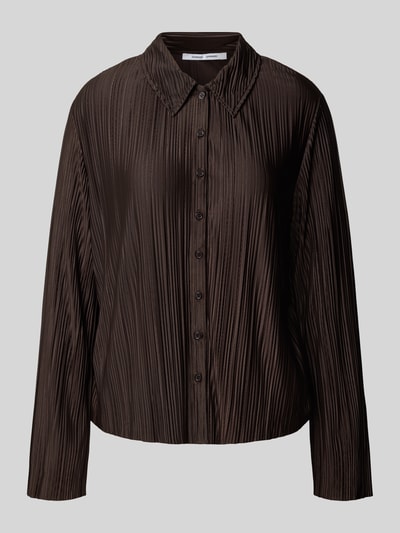 Samsøe Samsøe Regular Fit Bluse mit Plisseefalten Modell 'SAUMA' Schoko Melange 2
