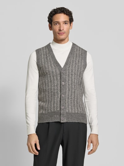 Lindbergh Mouwloos vest met v-hals en knoopsluiting Lichtgrijs gemêleerd - 4