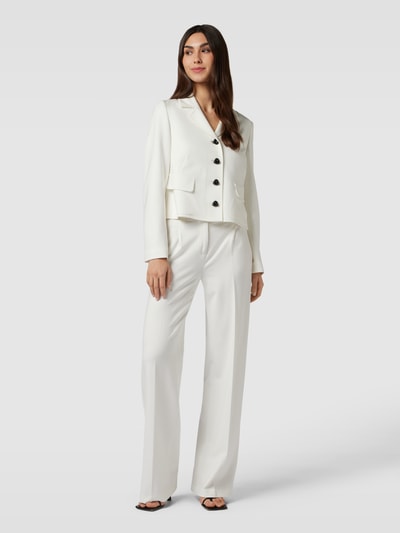 Marc Cain High waist stoffen broek van viscosemix met bandplooi Offwhite - 1