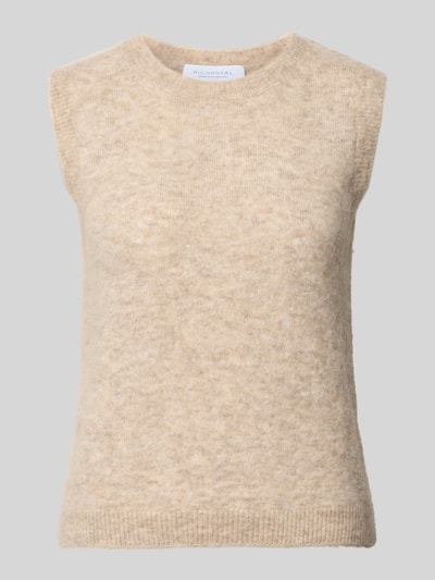 Produktfoto, Pullunder mit Rundhalsausschnitt von Rich & Royal in Beige, Material-Mix mit Mohair-Anteil, Slim Fit, glatte Textur, Rückenlänge 52 cm bei Größe S