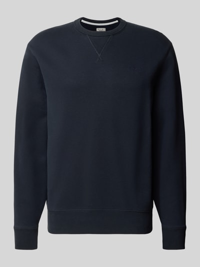 Produktfoto, Sweatshirt aus Baumwoll-Mix von Superdry in Dunkelblau, lockere Passform, Rundhalsausschnitt, elastische Abschlüsse, Label-Stitching, Rückenlänge 66 cm, Ärmellänge 62 cm