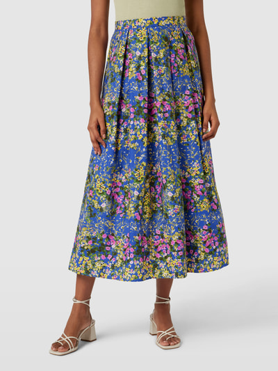 Max Mara Studio Maxi-rok met stolpplooien, model 'MORESCA' Koningsblauw - 4