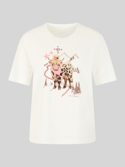Marc Cain T-Shirt aus Baumwolle mit Motiv-Print Offwhite 2