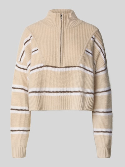 Staud Korte gebreide pullover van puur kasjmier Zand - 2