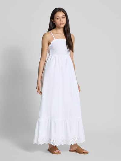 Only Ausgestelltes Maxikleid mit Lochstickerei Weiss 4