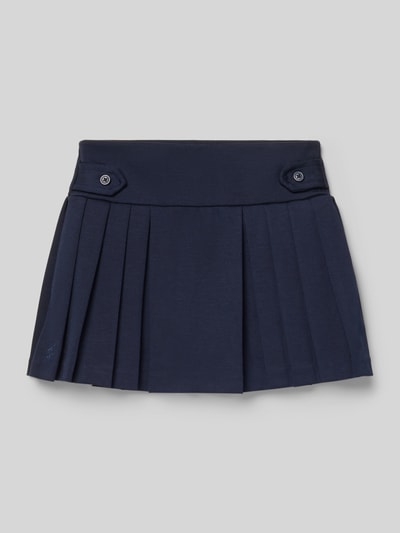 Productfoto, Regular Fit Mini-Rock met viscose van Polo Ralph Lauren Teens, effen donkerblauw, elastische tailleband, logodetail