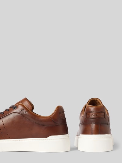 Produktfoto, Sneaker aus echtem Leder mit Logo-Detail von La Martina w kolorze brązowym, Szerokość w rozmiarze 44: 9 cm, Wysokość cholewki w rozmiarze 44: 7 cm, Wysokość obcasa w rozmiarze 44: 4 cm, zaokrąglony czubek, detal z logo, wiązanie