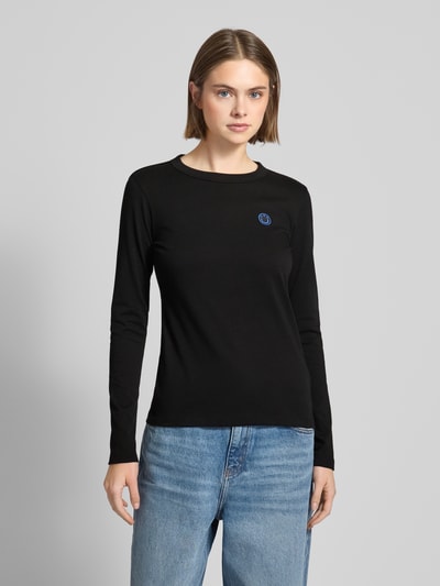 Hugo Blue Longsleeve mit geripptem Rundhalsausschnitt Modell 'Daliria' Black 4