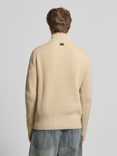 G-Star Raw Strickpullover aus Lanawoll-Mix mit Stehkragen und Reißverschluss Offwhite 5