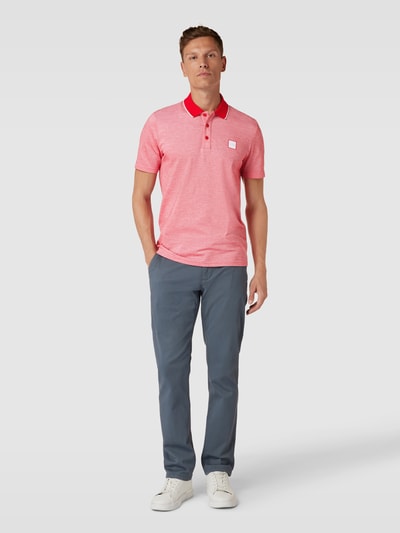 BOSS Orange Slim Fit Poloshirt mit Label-Patch Modell 'Oxford' Rot 1