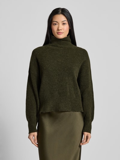 Samsøe Samsøe Strickpullover aus Woll-Mix mit Stehkragen Modell 'NOLA' Oliv Melange 4