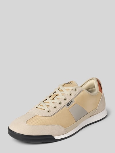 BOSS Lage sneakers met applicaties in suèdelook, model 'NITAN' Beige - 1