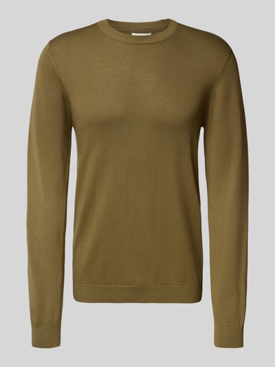 Casual Friday Gebreide pullover met ronde hals, model 'OSVALD' Olijfgroen - 2