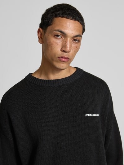 Pegador Oversized gebreide pullover met labelstitching Zwart - 3