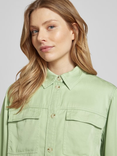 OPUS Regular fit overhemdblouse met paspelzakken op de borst, model 'Fadelia' Lichtgroen - 3