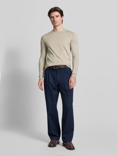 CINQUE Sweter z dzianiny z prążkowanymi wykończeniami model „WALLIE” Beżowy 1