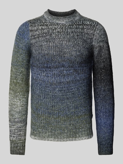 Blend Strickpullover mit gerippten Abschlüssen Marine 2