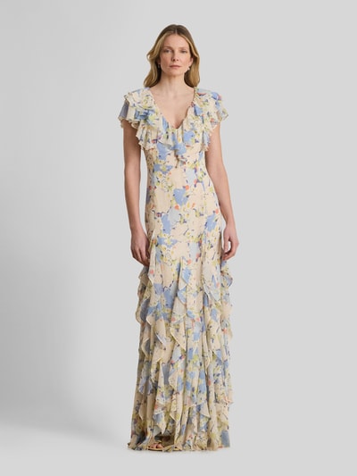 Lauren Ralph Lauren Abendkleid mit Volants Beige 1