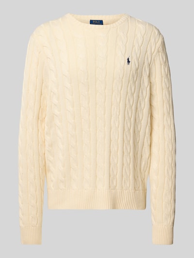 Polo Ralph Lauren Strickpullover mit Zopfmuster Offwhite 1