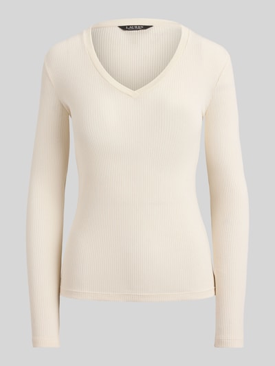 Lauren Ralph Lauren Slim fit shirt met lange mouwen van mix van katoen en modal Ecru - 2