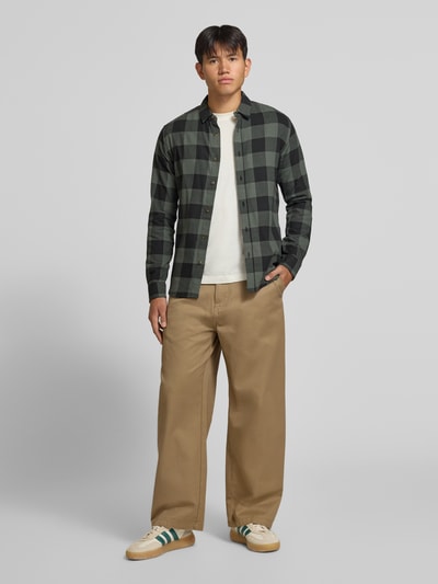ONLY & SONS Slim Fit Freizeithemd aus reiner Baumwolle Modell 'GUDMUND' Dunkelgruen 1