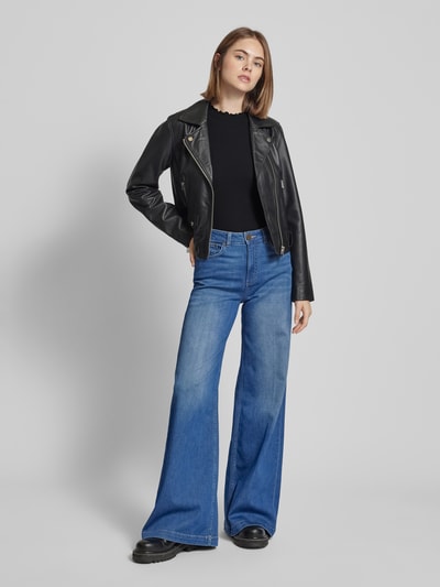 Tom Tailor Denim Körpernahes Langarmshirt mit Frill-Neck Black 1