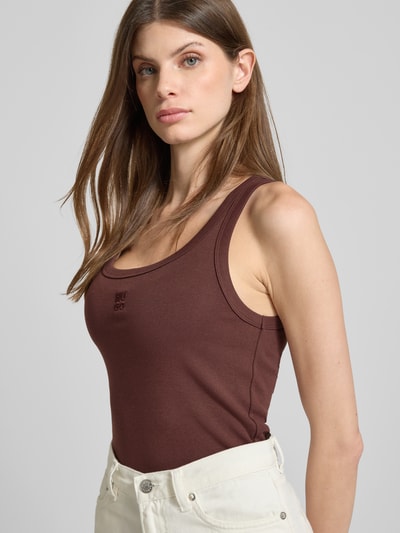 HUGO Regular fit tanktop van katoenmix, model 'DATAMIA' Chocoladebruin - 3
