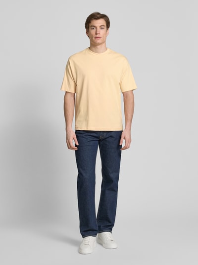 MCNEAL T-shirt met geribde ronde hals Abrikoos - 1