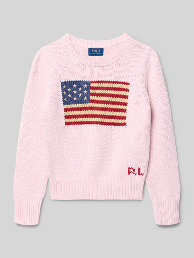 Polo Ralph Lauren Teens Regular Fit Pullover in Strick-Optik Modell 'American' Rosa 1