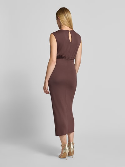 SWING Slim Fit maxi-jurk met rimpels Donkerbruin - 5