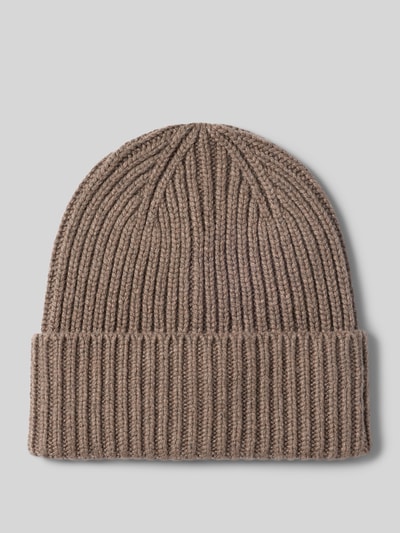 Produktfoto, Beanie mit Viskose-Anteil Modell 'Beky' von someday, brązowy melanż, materiał mieszany, szeroki wywinięty brzeg, prążkowana faktura